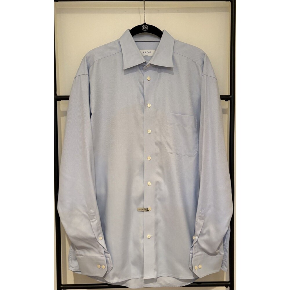 Eton Men's Harrogate Dress Shirt in Light Blue Classic Fit Size 17